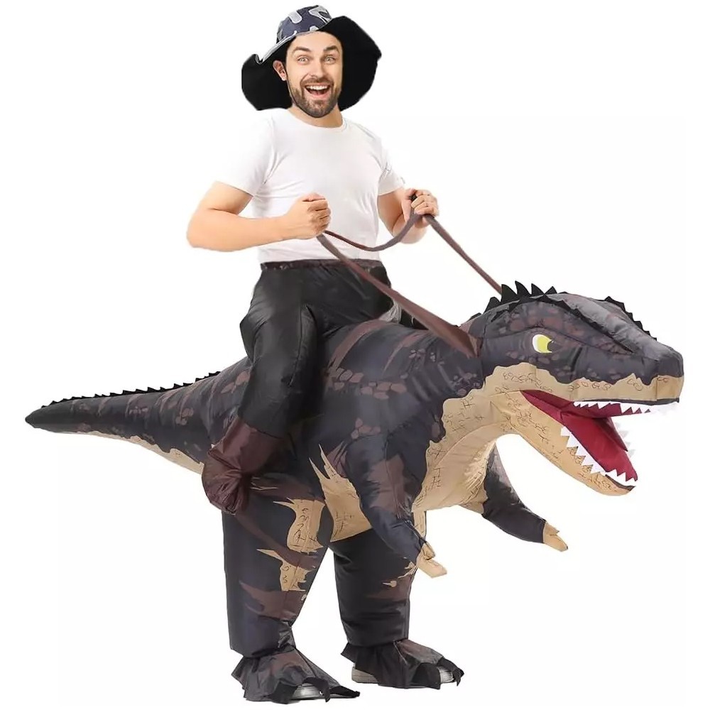 Inflatable T-rex Ride on Costume Adult Dinosaur Halloween Cosplay Party Outfit