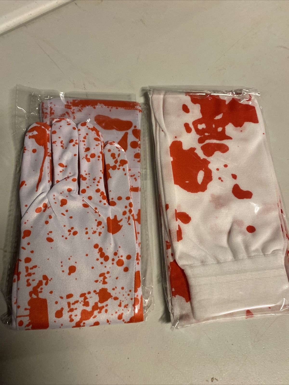 Bloody Gloves and Knee Stockings White Halloween Costume Acessories 15.5″