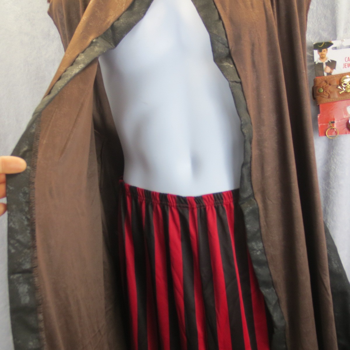 Pirates Caribbean Adult Long Vest Pants Belt & Jewelry up to sz 42 Costume 6 Pcs