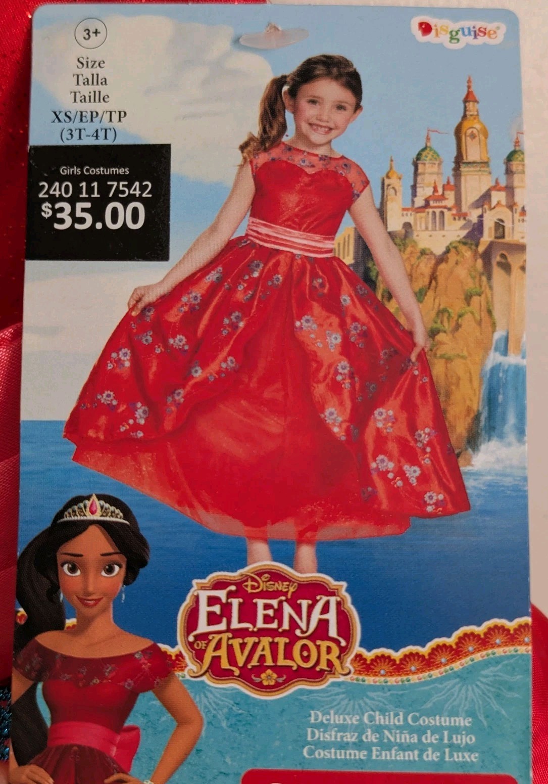 NEW Disney Elena Of Avalor Red Princess Deluxe Dress Costume Girls XS 3T 4T