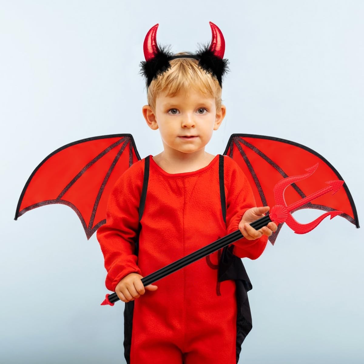 3pcs Devil Costume Set – Wings, Horn Headband & Pitchfork for Halloween Cosplay