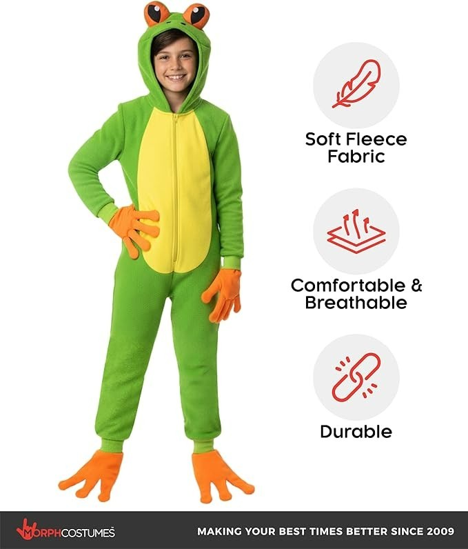 Morph Kids Frog Costume Boys Girls Amphibian Animal Suit 4 – 14 Yrs Halloween
