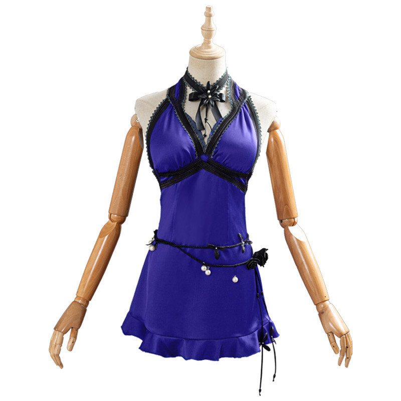 Dead Fantasy Cosplay Tifa Lockhart Costume Blue Dress Girl Uniform Outfit Show