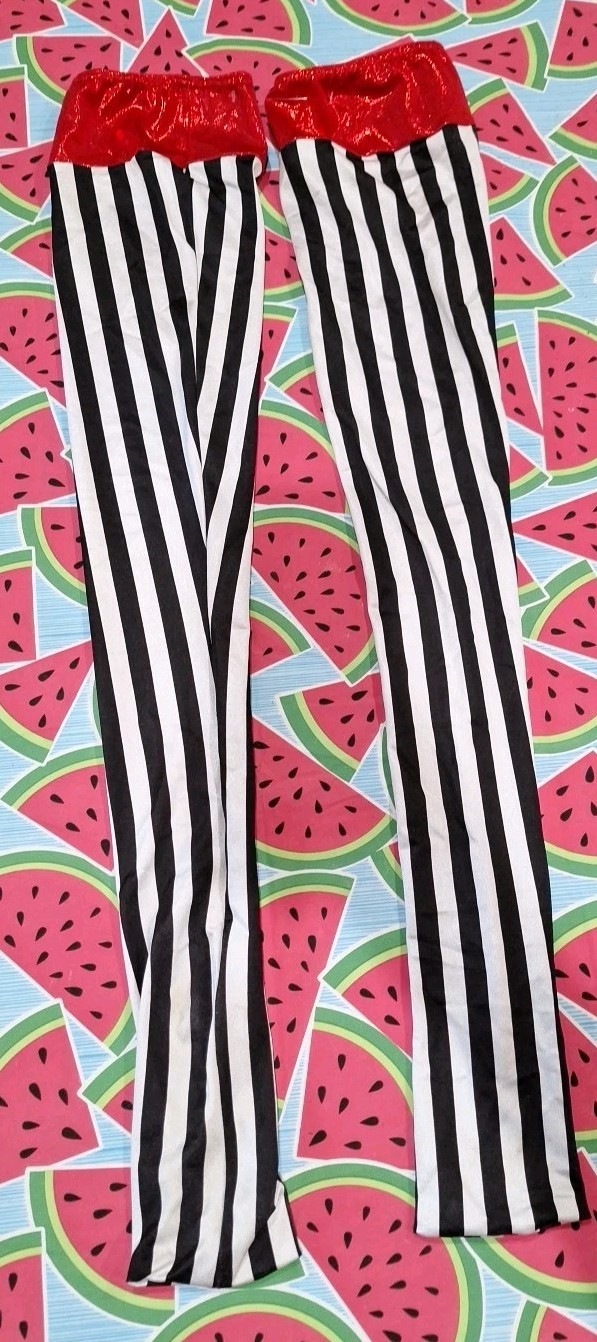 Creations by Cicci Black White Red Knee Hi Striped Socks Cosplay Festival Medium