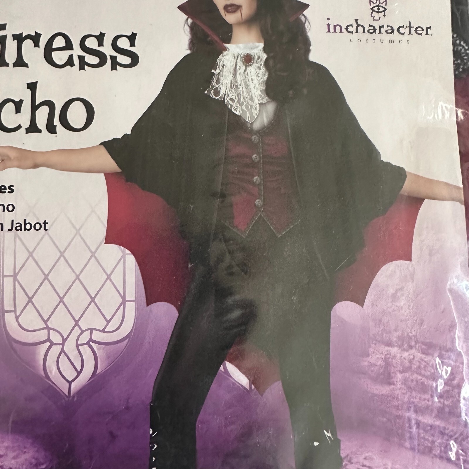 InCharacter Vampiress Poncho Womens One Size Halloween Costume Collar Jabot Set