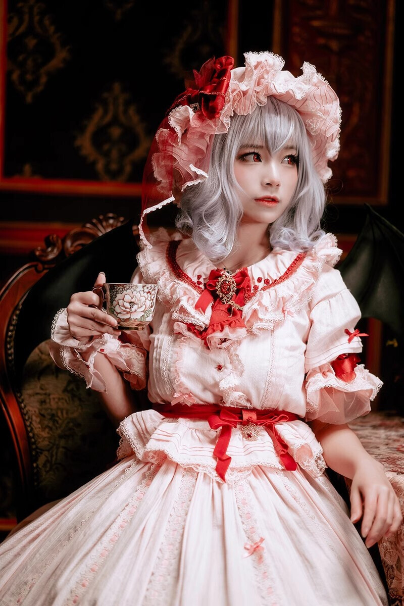 TouHou Project Remilia Scarlet Cosplay Dress Women Costume Girl Pink Outfit