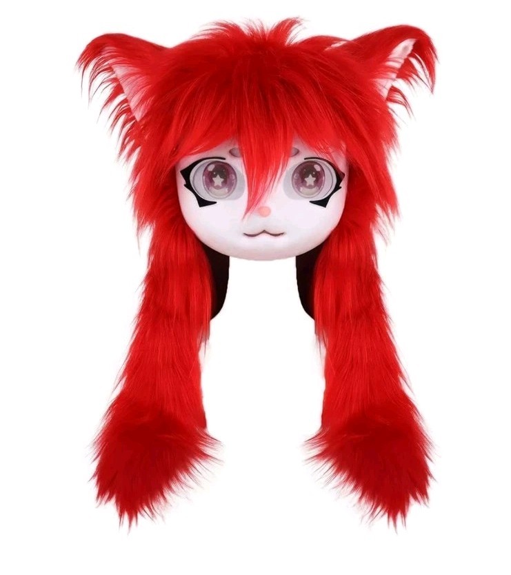 New Fursuit Long Haired Husky Fox Mascot Head Party Halloween Fur Role-playing