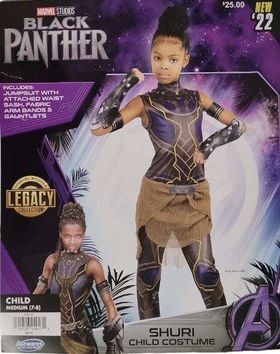 Jazwares Black Panther Shuri Girls 3-PC Jumpsuit & Bands Halloween Costume: S-L