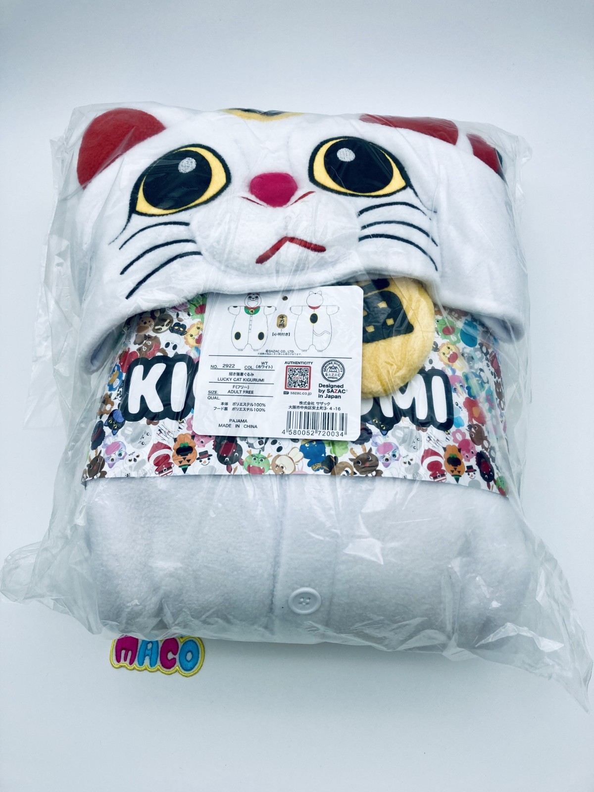 Maneki-neko SAZAC Character Fleece Kigurumi Costume New Japan