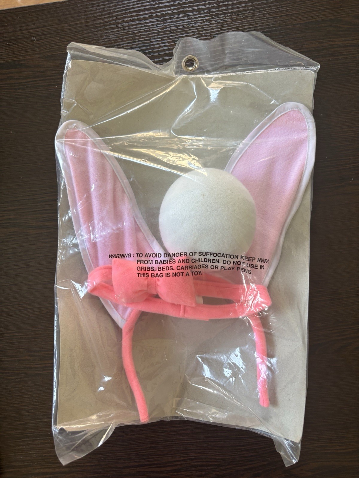 Vintage Adult 3 Piece Bunny Costume Set Pink Ears Tail Bow Tie One Size Sealed