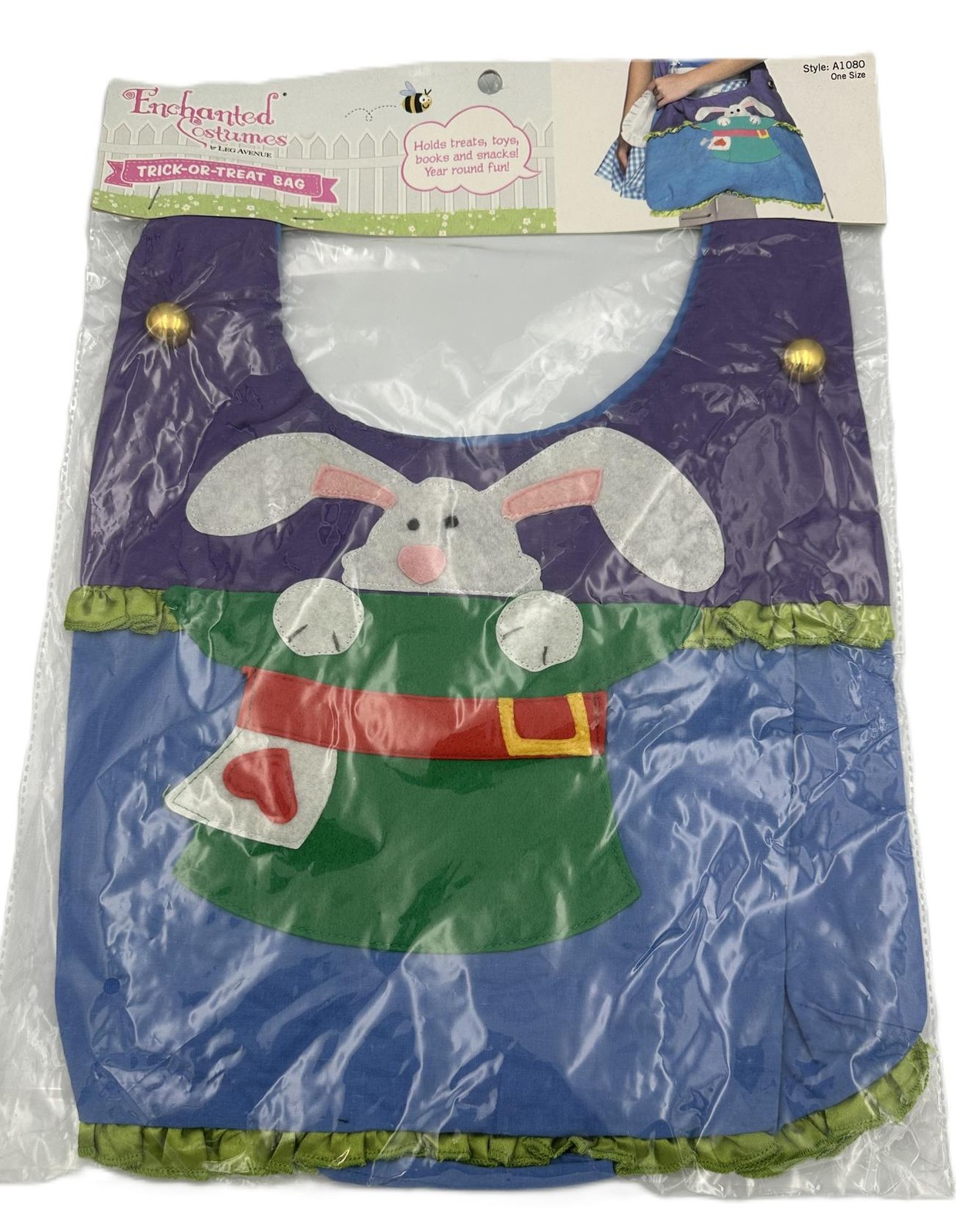 White Rabbit Trick-or-Treat Bag Costume Accessory – One Size – 100% Polyester