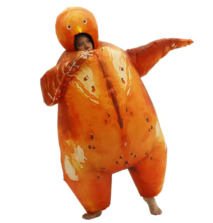 Inflatable Roast Turkey Mascot Costume, Halloween Funny Suit Costume for Adult