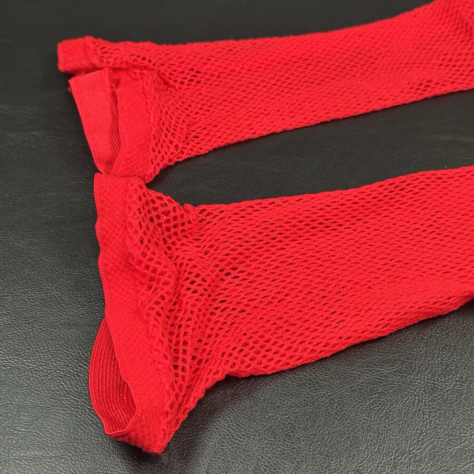 Thigh High Stockings Red Thin Cuff One Size Halloween Costume Dance Festival