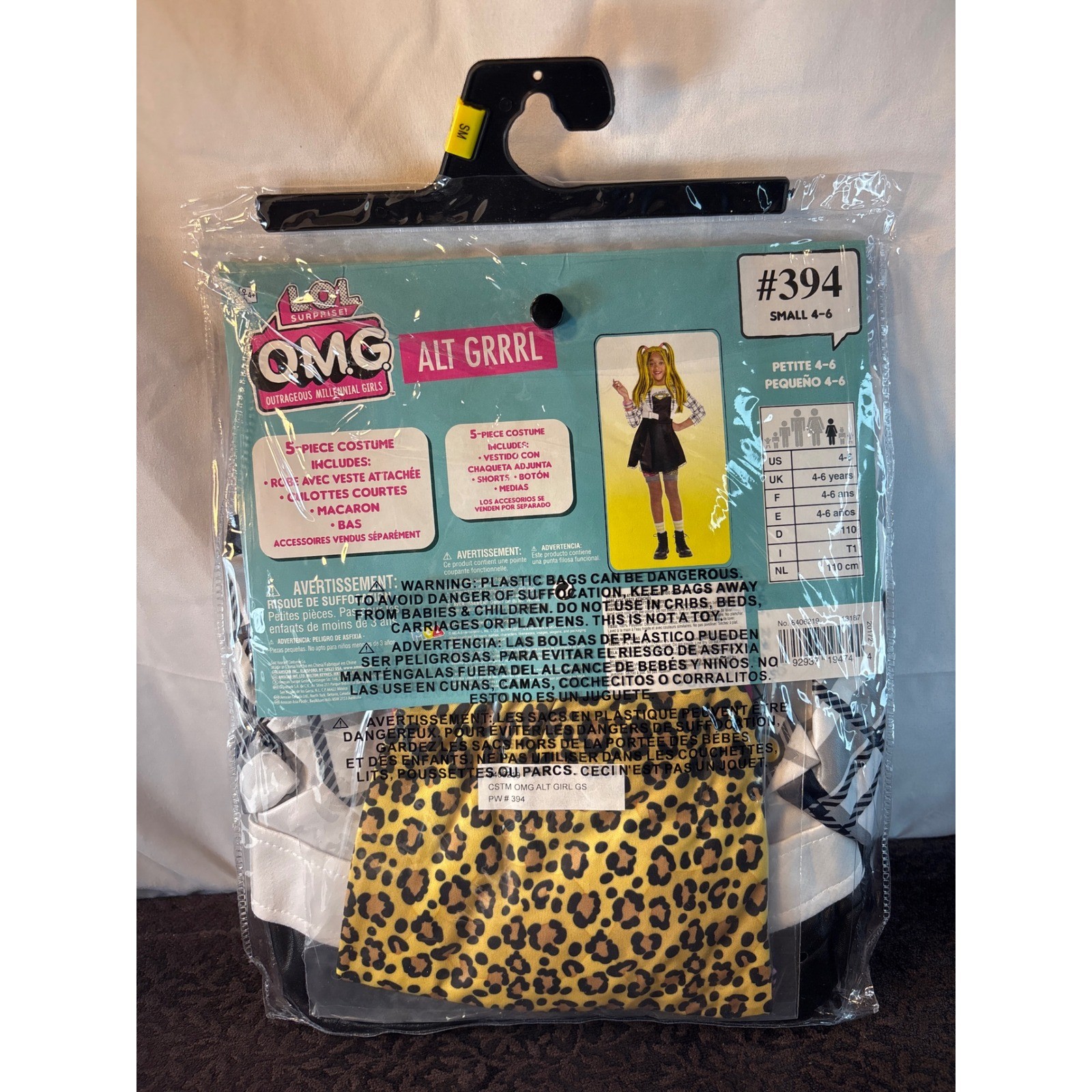 LOL Surprise OMG Alt Grrrl Costume Kids Small 4-6 5pc Set Dress Shorts Socks