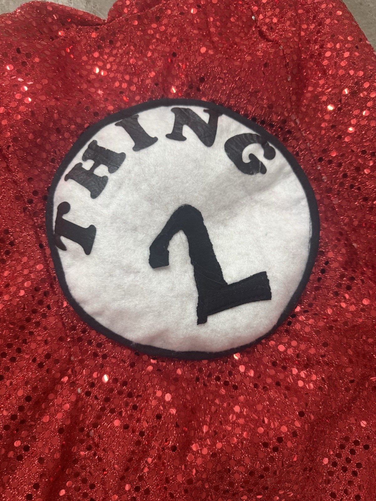 Thing 1 & Thing 2 Red Sequined Complete Outfit Costume Set of 2 size small & med