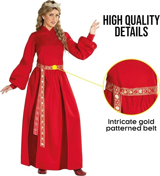 Women`s Buttercup Costume Red Princess Bride Peasant Dress Halloween S – 3XL