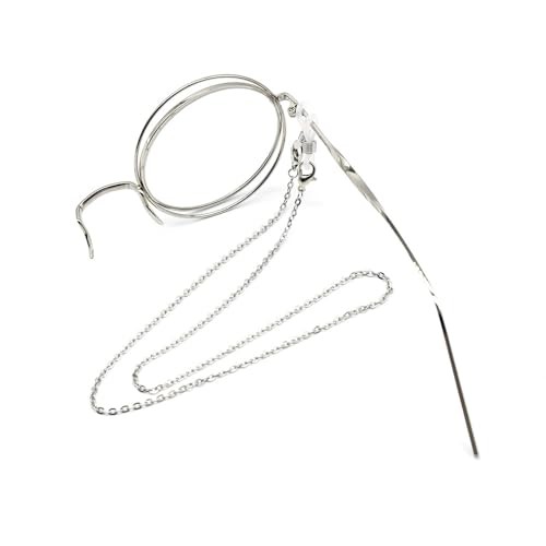 Kipzeui Cosplay Monocle Silver Right Eye Chain Case Clear Lens Butler Gentleman