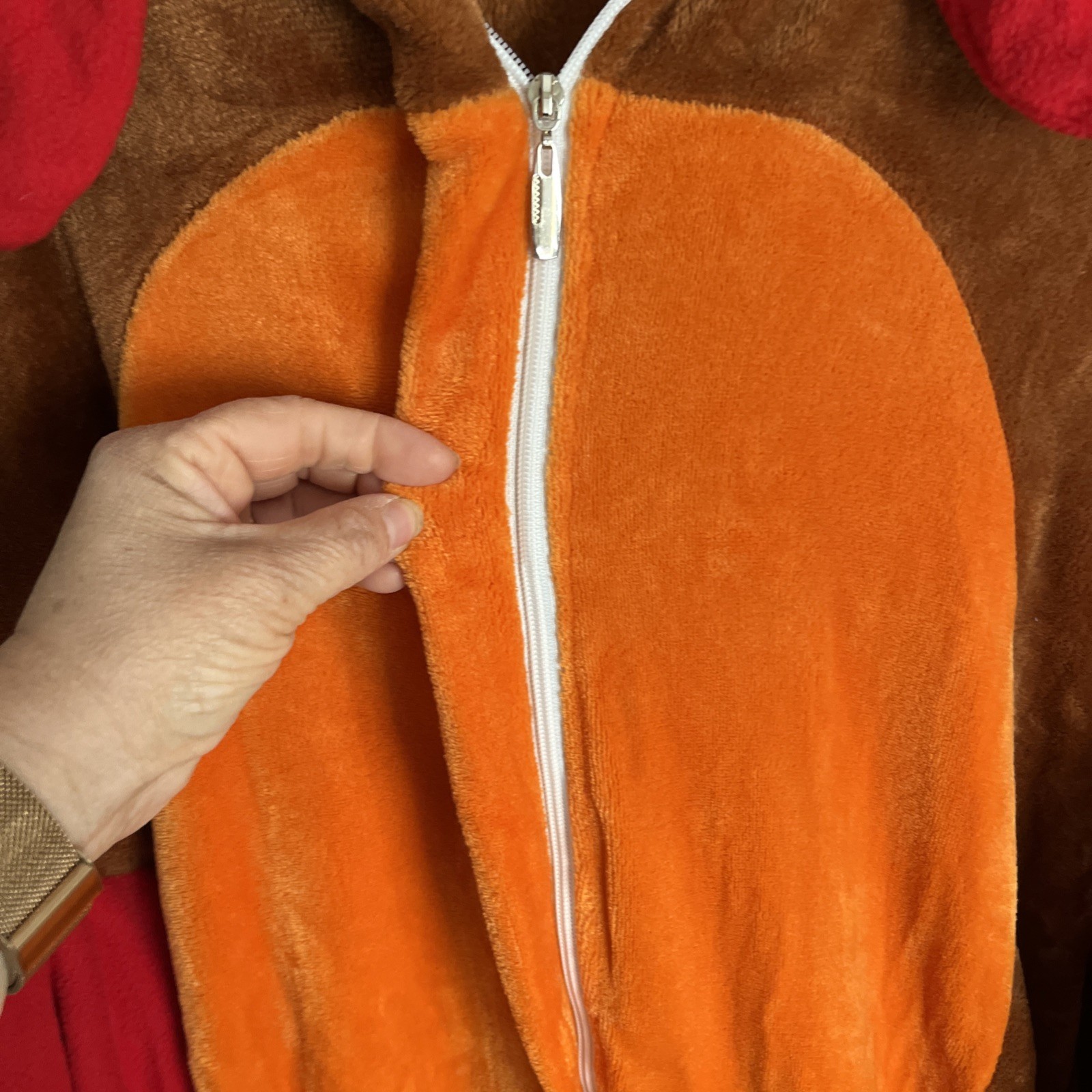 Turkey Costume Adult Plush Bodysuit Thanksgiving Thick Winged Arms Zip Up Large