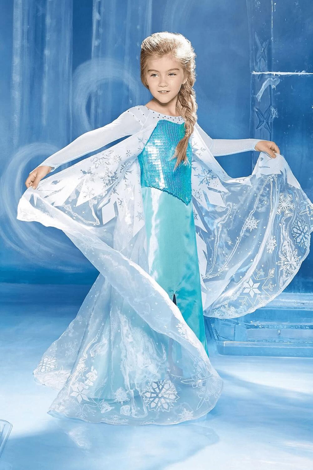 CHASING FIREFLIES 7-8 BLUE DISNEY ULTIMATE FROZEN ELSA GOWN COSTUME & CROWN