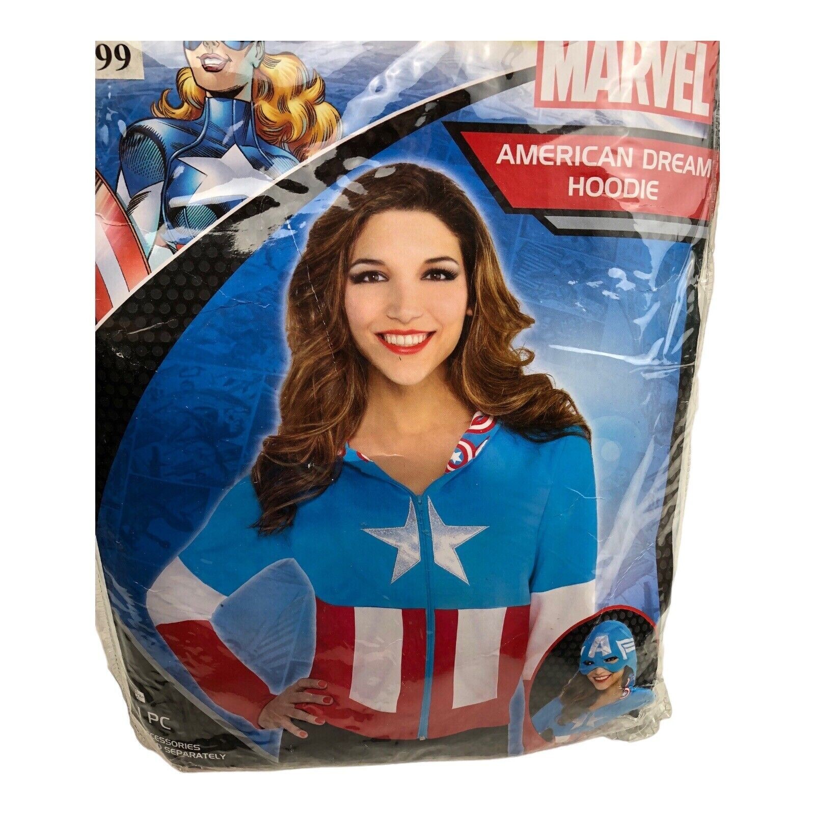WOMEN’S SMALL MARVEL AMERICAN DREAM ZIP UP HOODIE Captain America Costume New