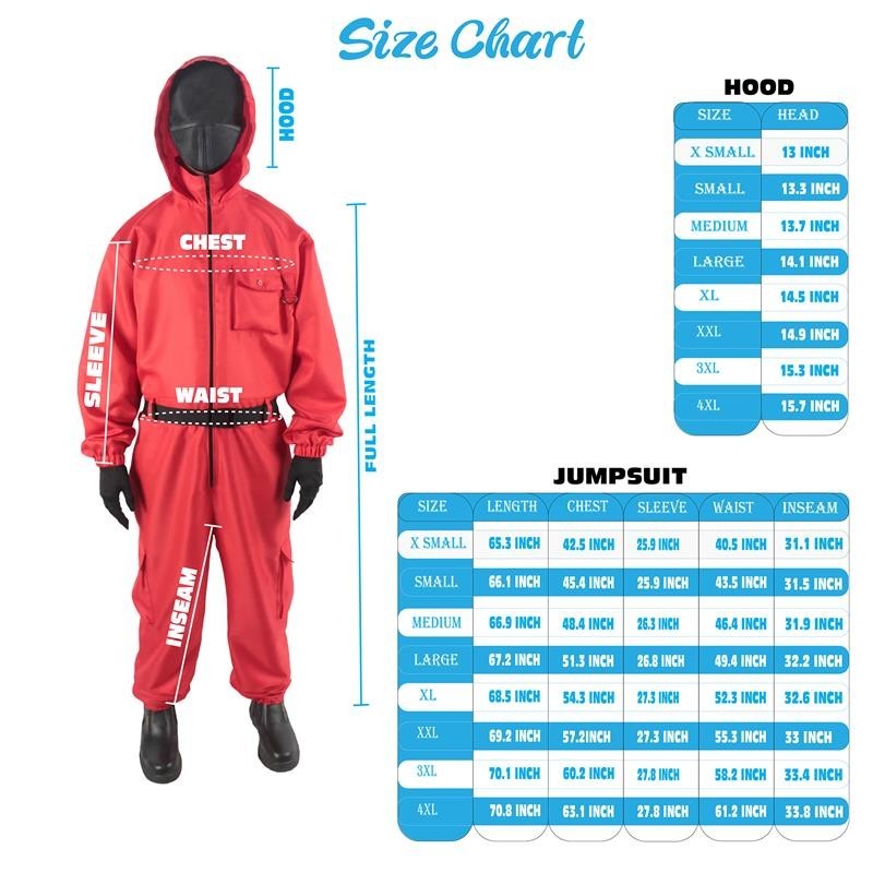 Adult Unisex K-drama Inspired Red Hooded Jumpsuit Costume with Belt for Cosplay