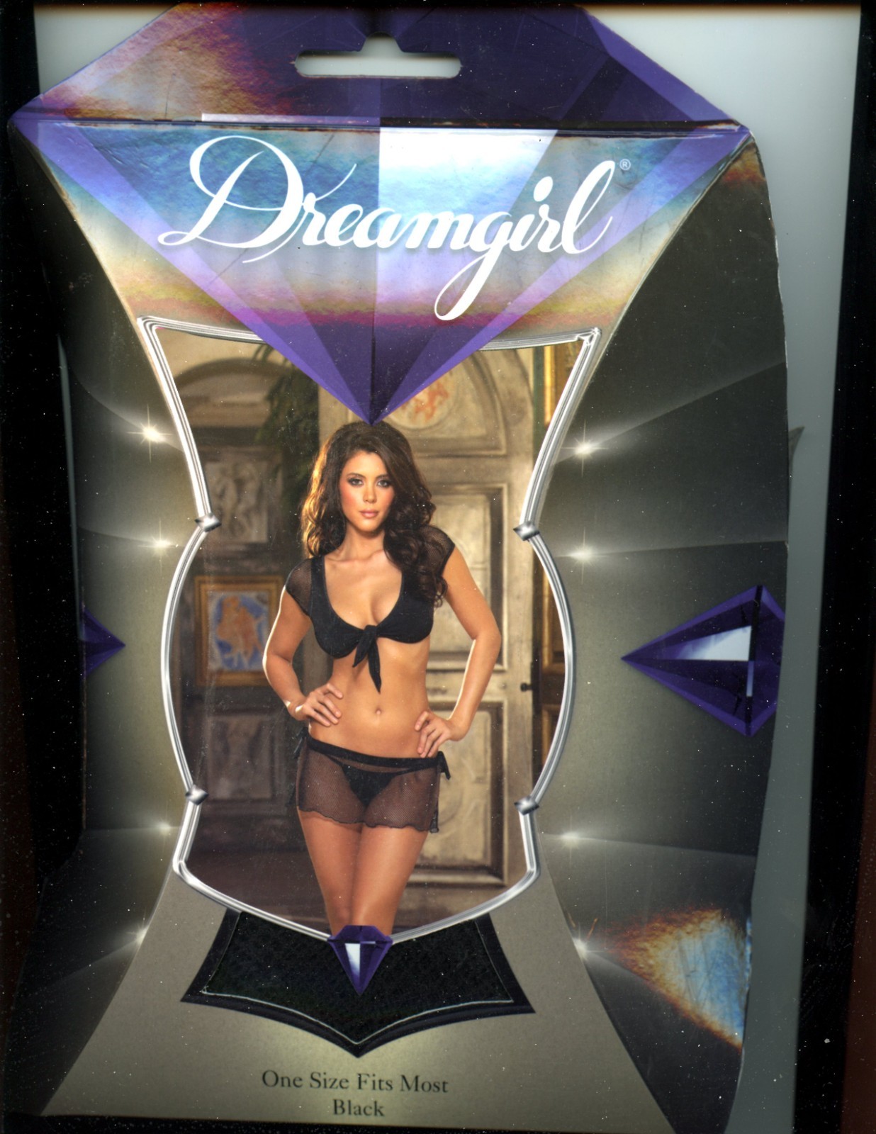 Dreamgirl 5662 Microfiber Stretch & tie front top, skirt & thong new in box