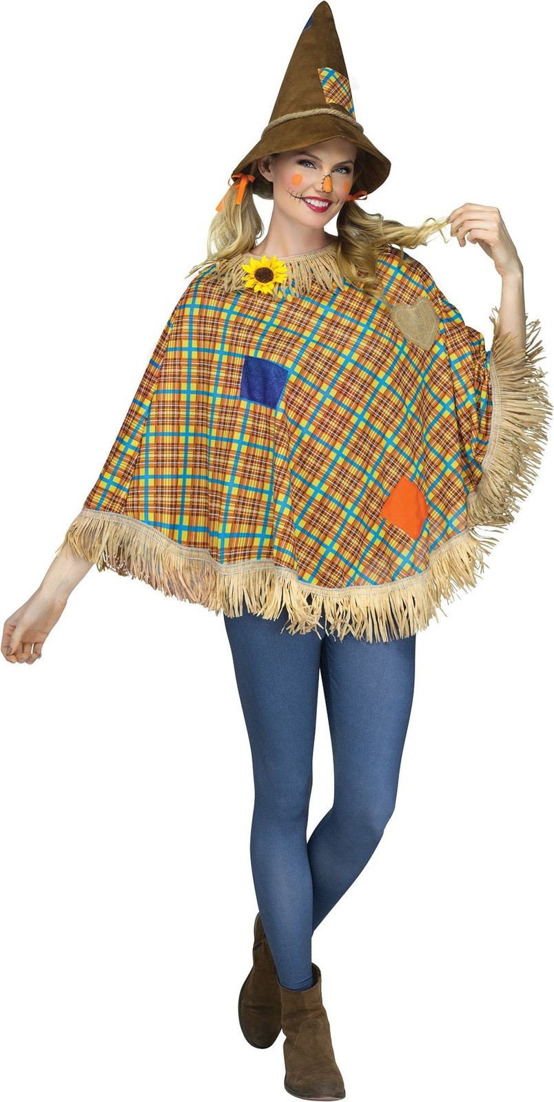 Sweet Scarecrow Poncho for Adult Ladies Halloween Costume