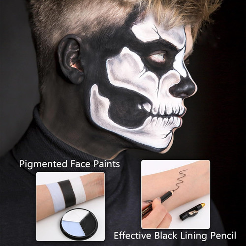 Halloween Skeleton Makeup, Complete Skull Makeup Kit Face Paint SFX…