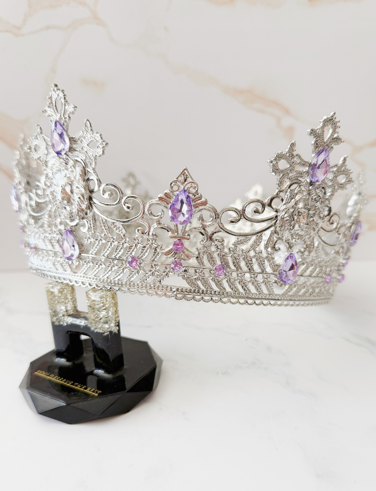 Silver Lion King Crown Purple Crystal Medieval Renaissance Royal Cosplay Tiara