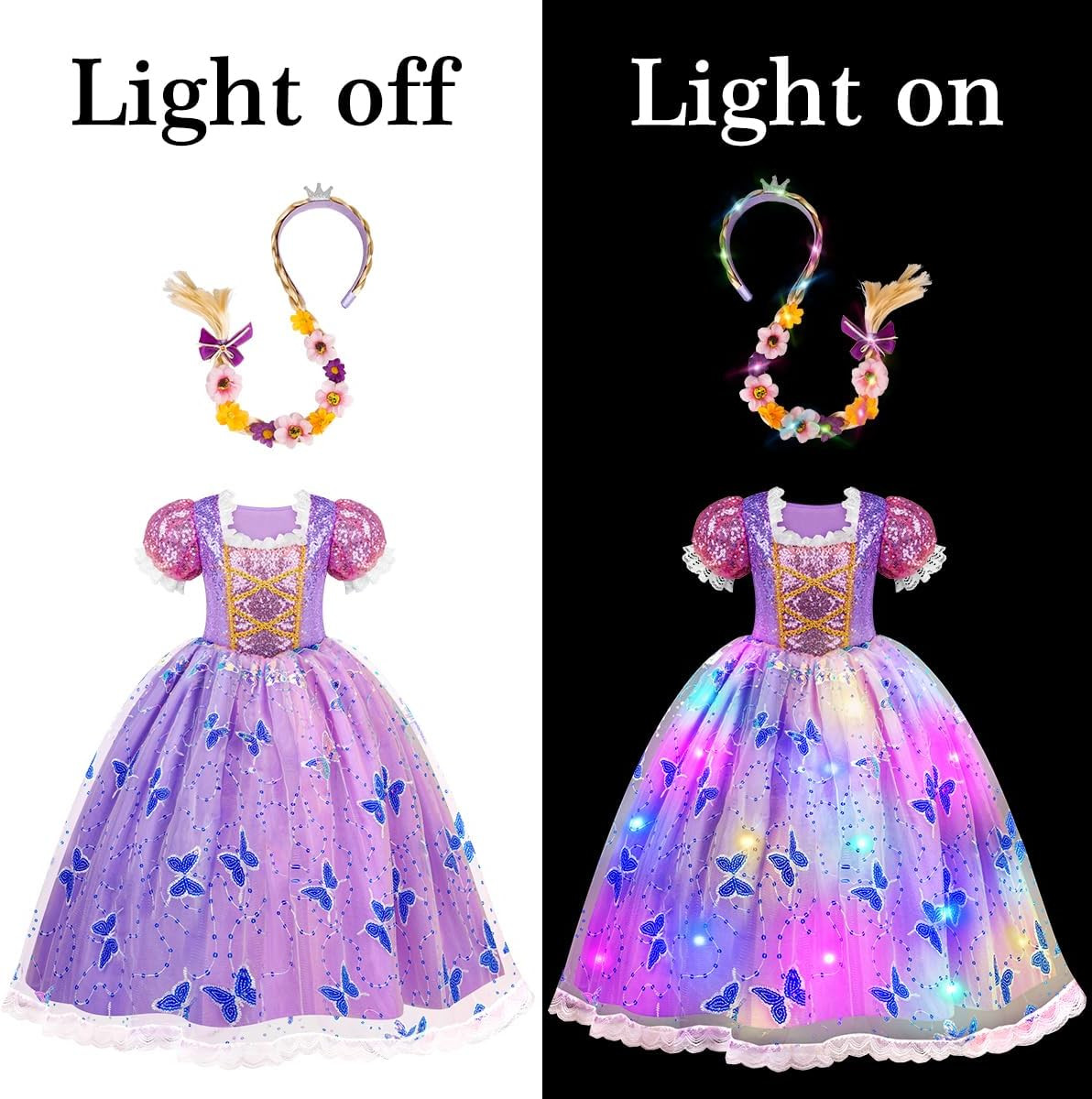 Princess Dresses for Girls – Light up Princess Costume for Little Girl, Hallowee