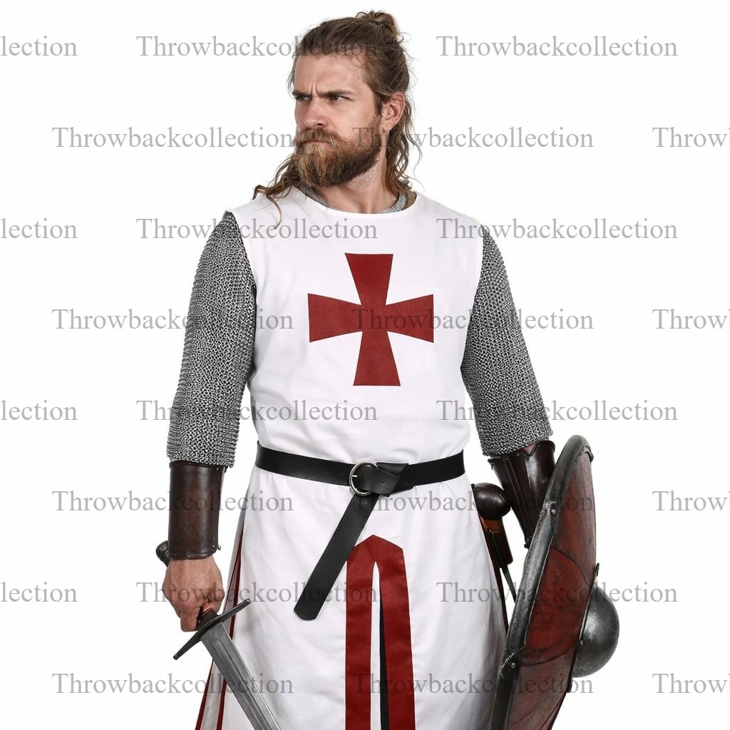 Medieval Tunic Royal Knight Renaissance Roman Mens Costume Warrior Crusader Belt
