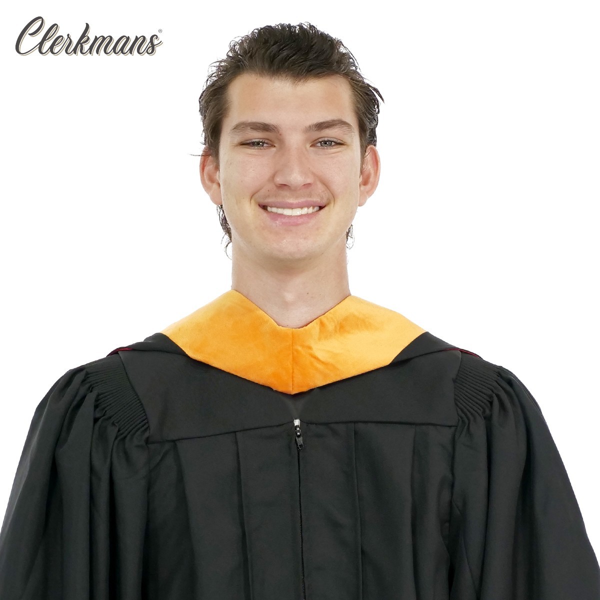 Deluxe Bachelors/Master Hood – Apricot Velvet, Royal Blue & White