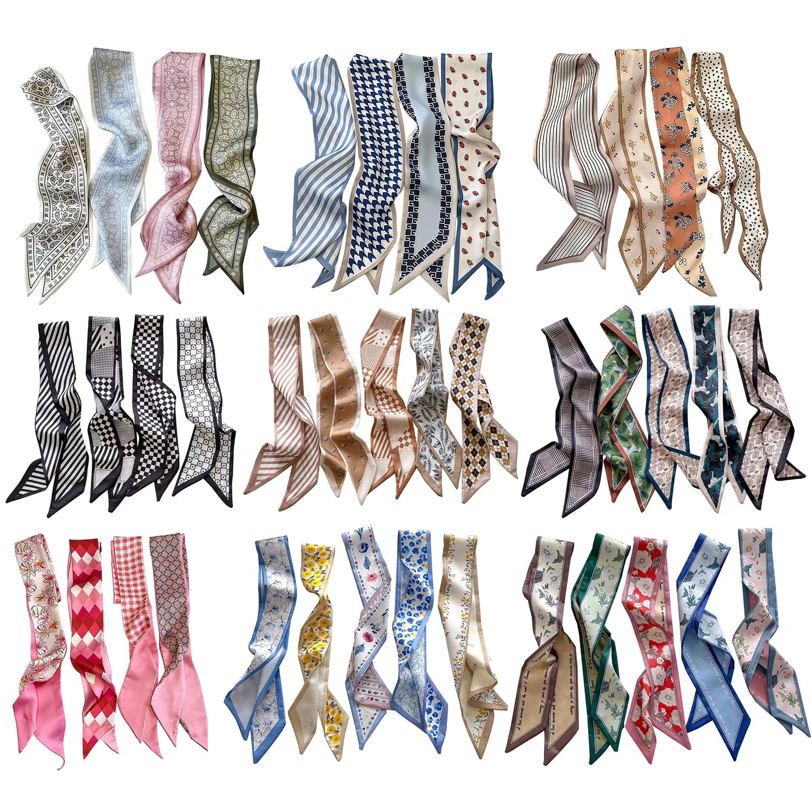 RFQMNO 40 Pcs Purse Scarf – Versatile Bag Decoration & 35″x2.36″, Multi-color
