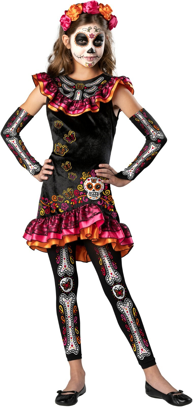 Child Sugar Skull Senorita Day of The Dead Costume