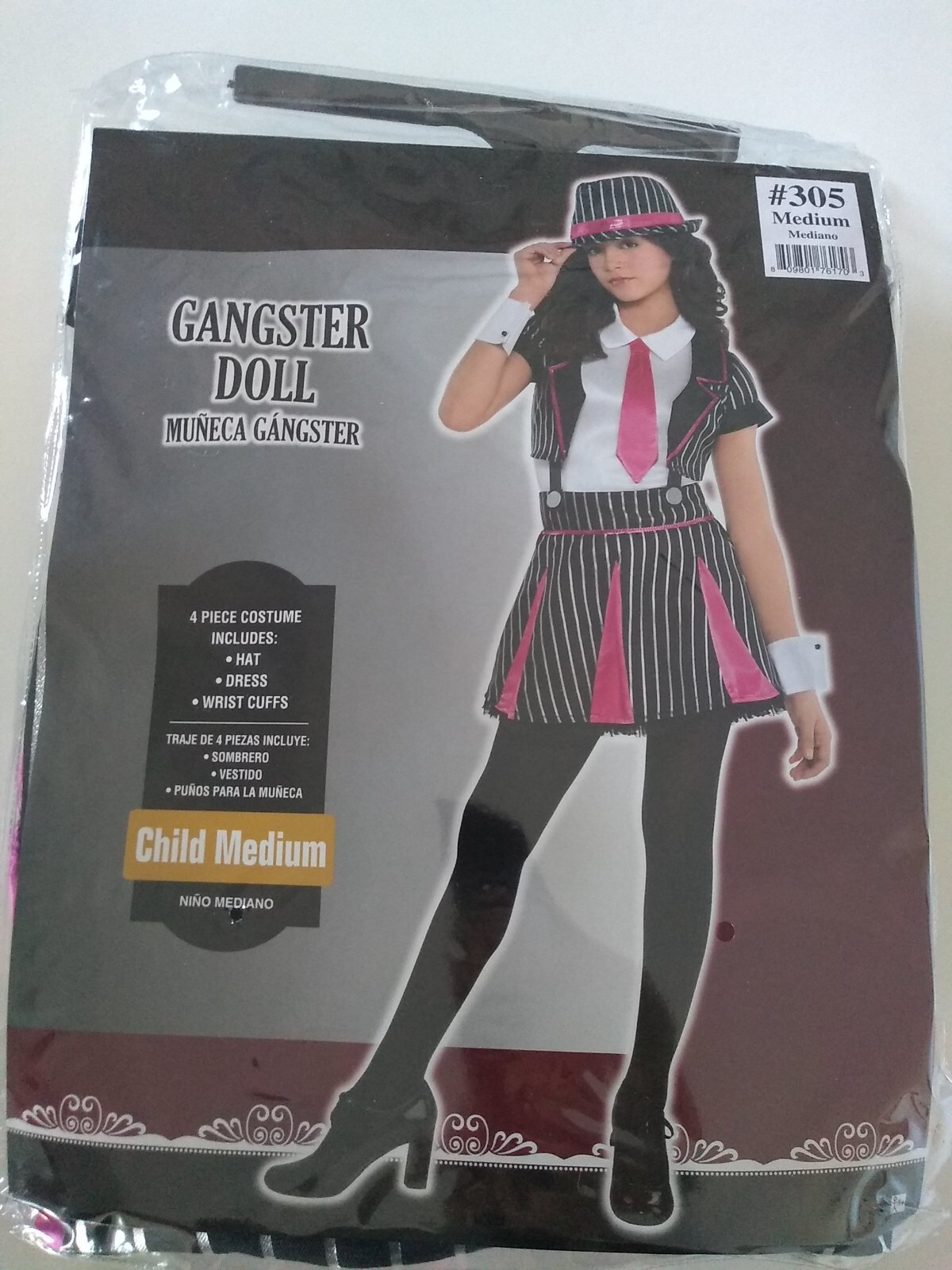 Girls Gangster Doll Halloween Costume Child Medium Size 8-10! Sku#8