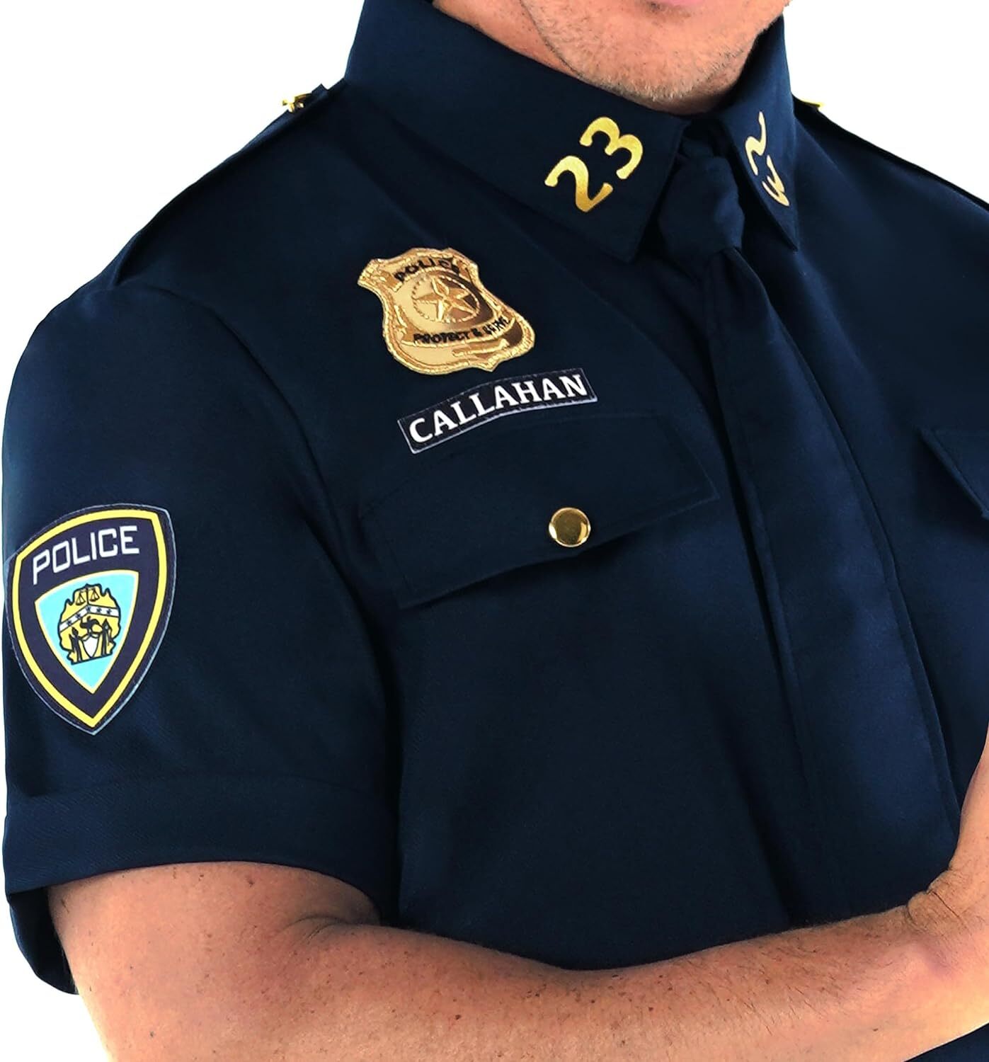 Men`s Police Officer Costume Adult Patrol Cop Uniform + Hat Accessories M – 2XL