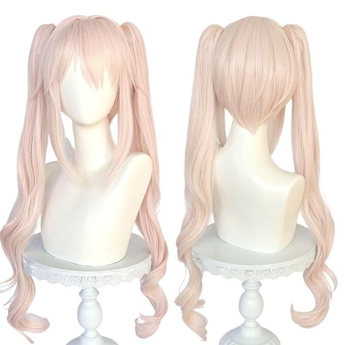 JoneTing Cosplay Synthetic Long Wavy Peluca Rosa Claro for Women Ponytail – Pink