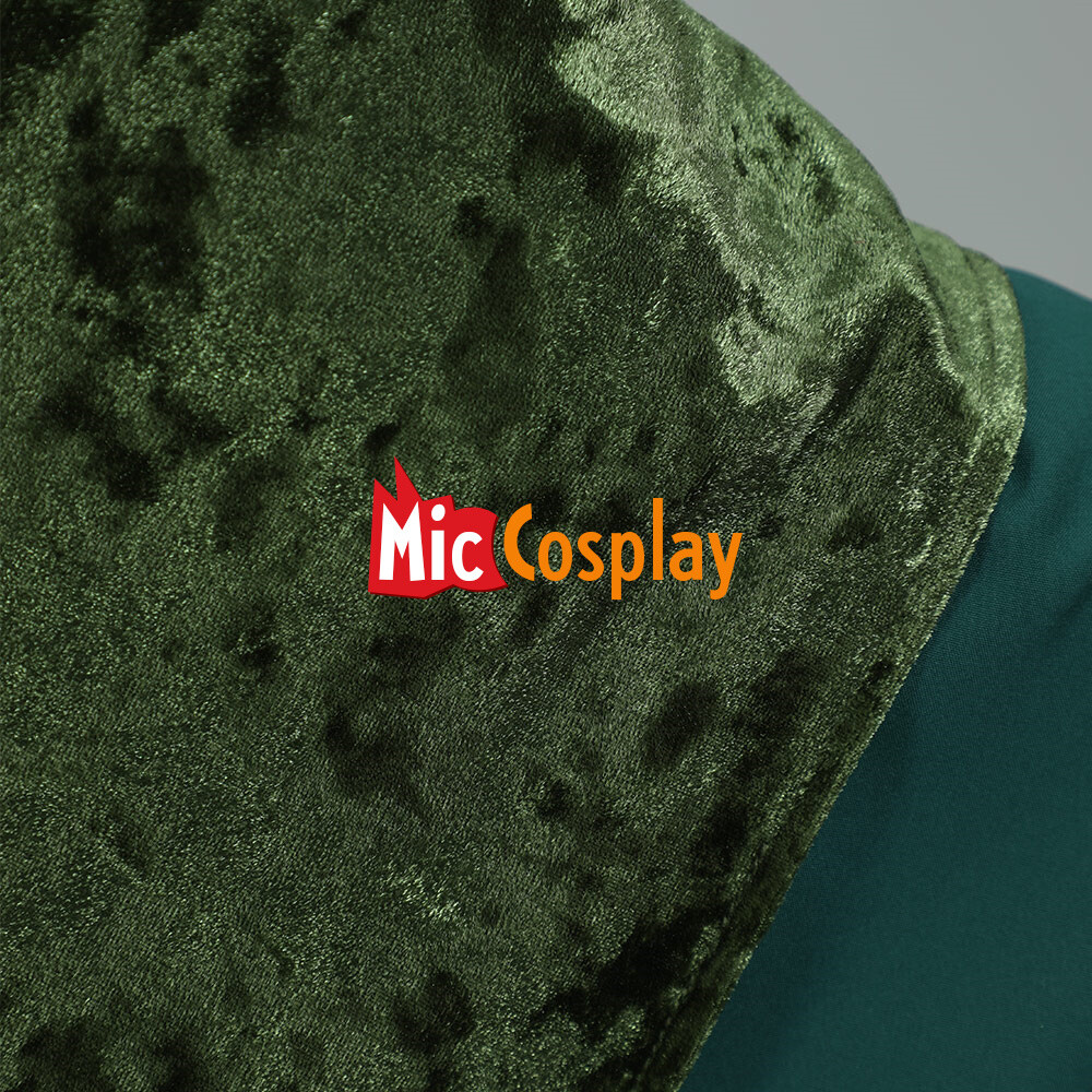 Women Medieval Style Elinor Derivative Long Wide Sleeves Green Velvet Dress