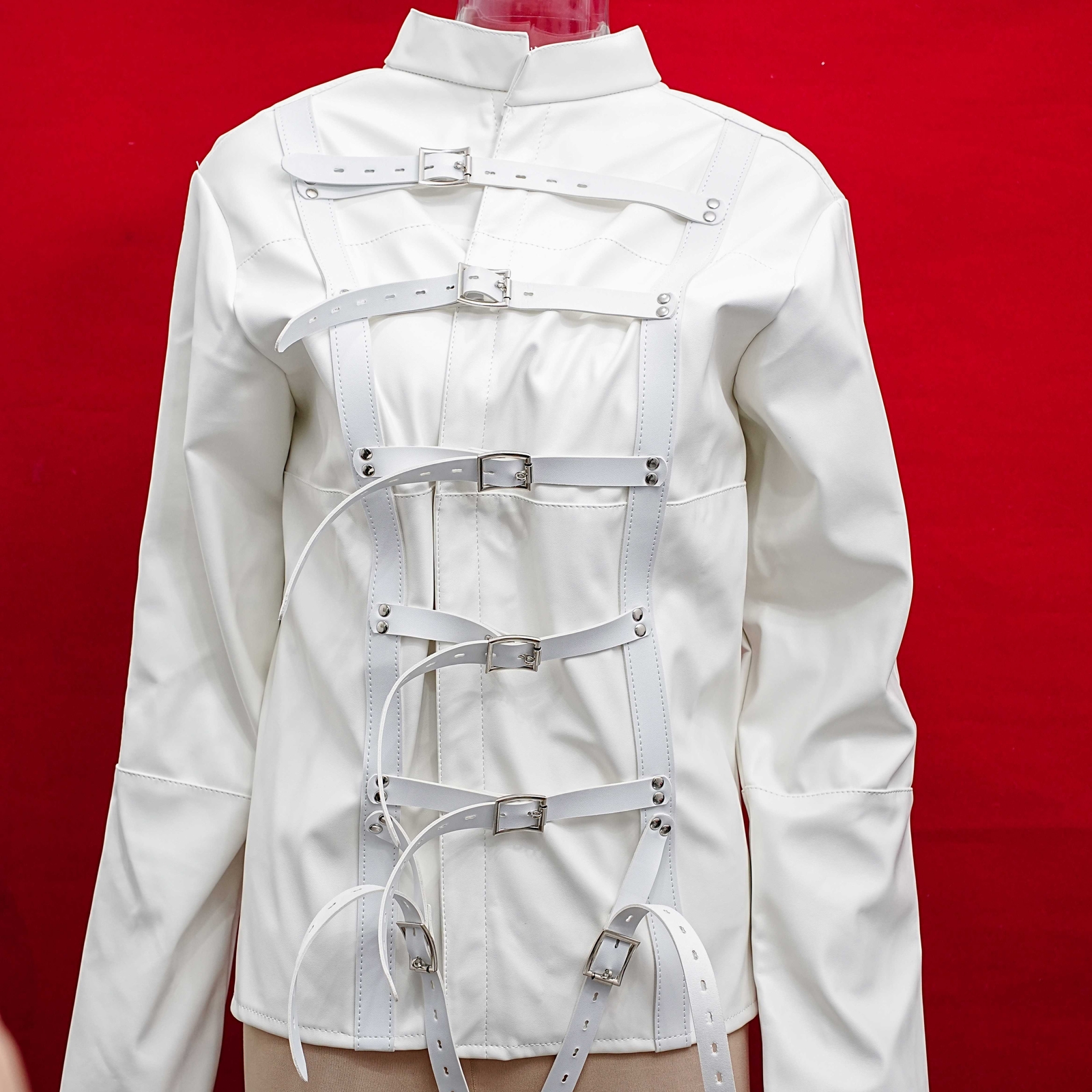 US Asylum Straitjacket Straight Jacket Costume Body Harness Armbinder Clubwear