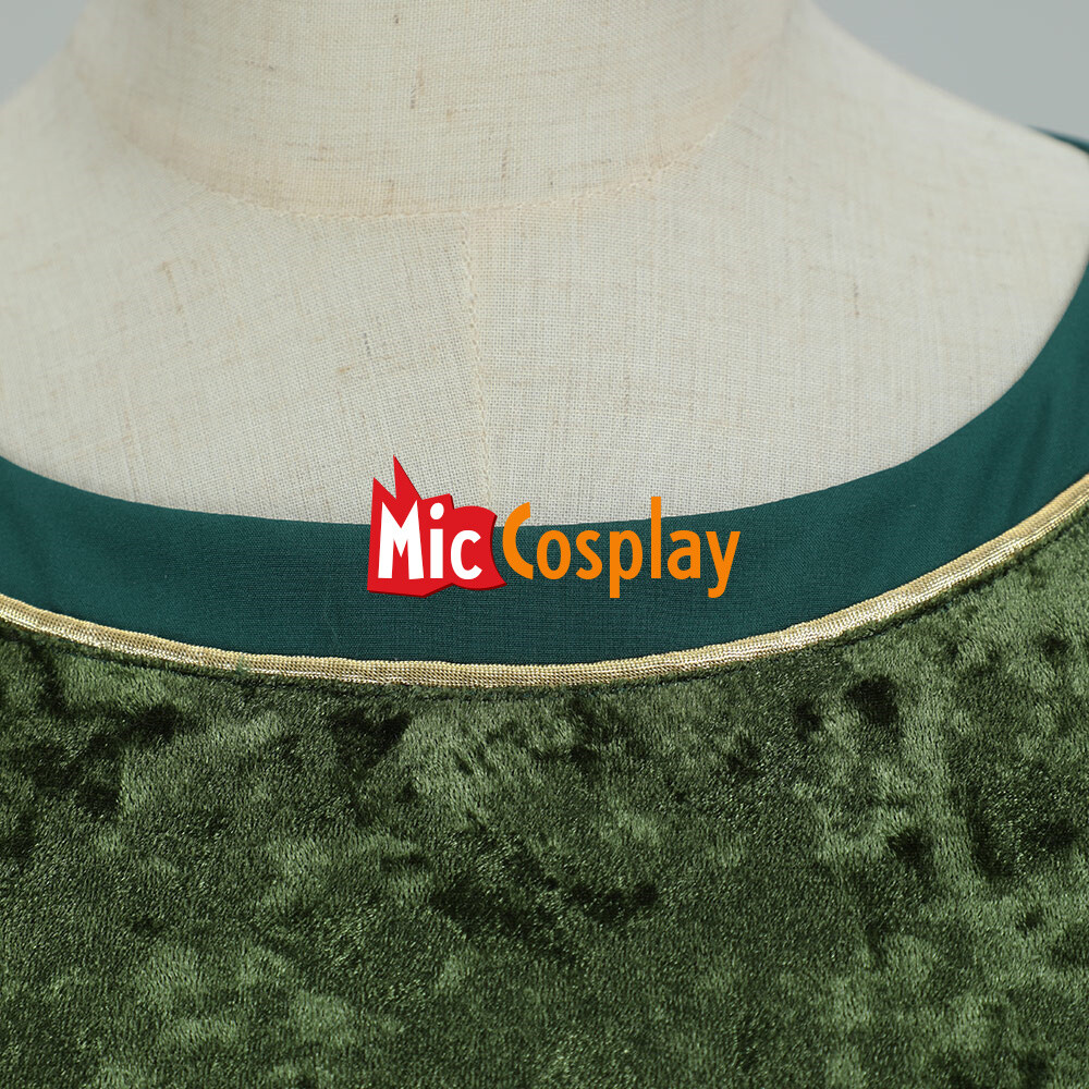 Women Medieval Style Elinor Derivative Long Wide Sleeves Green Velvet Dress