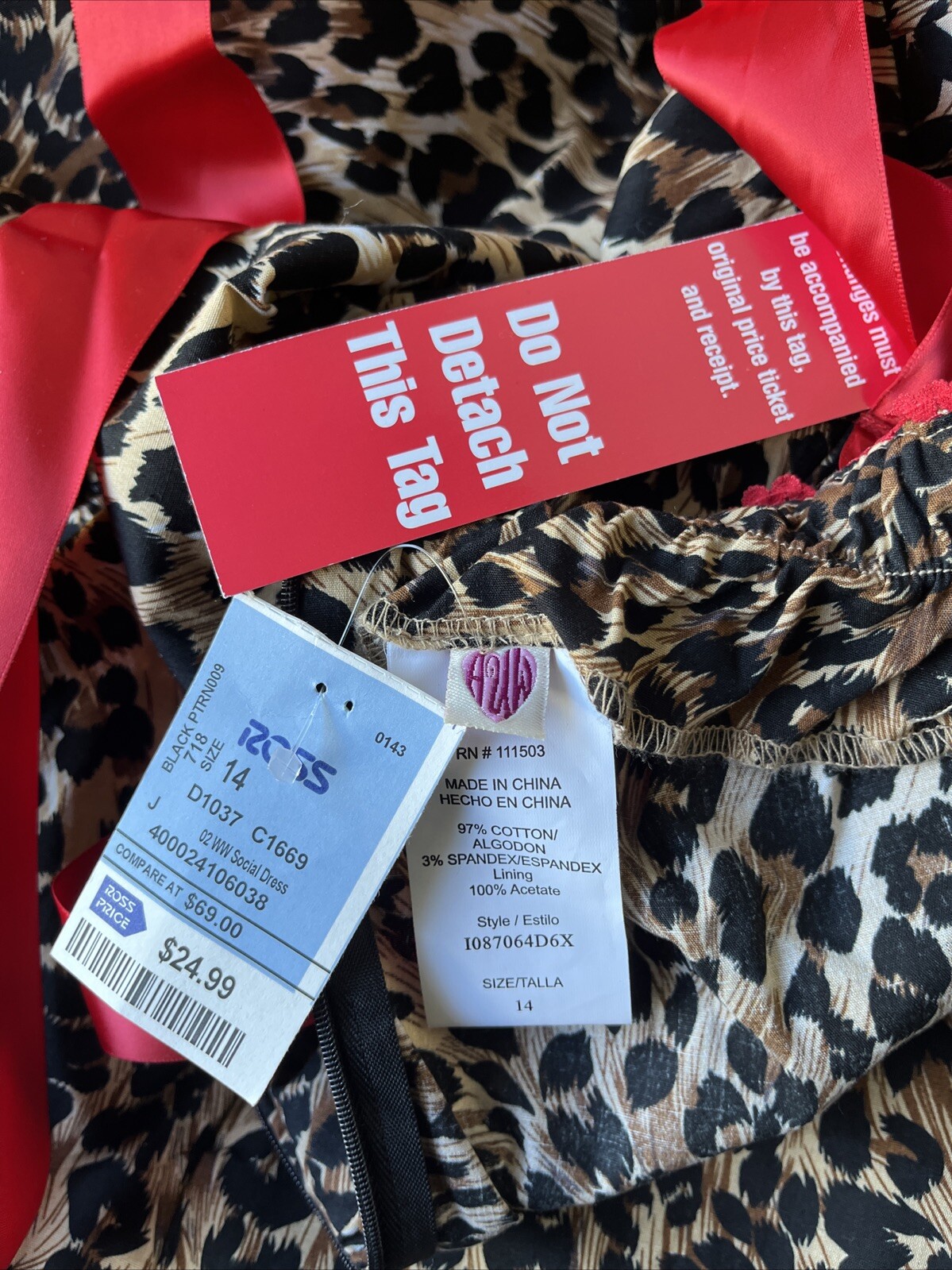 Leopard Strapless Pin-up Retro Dress Sz. 14 Fit & Flared Skirt Retro New w/Tags