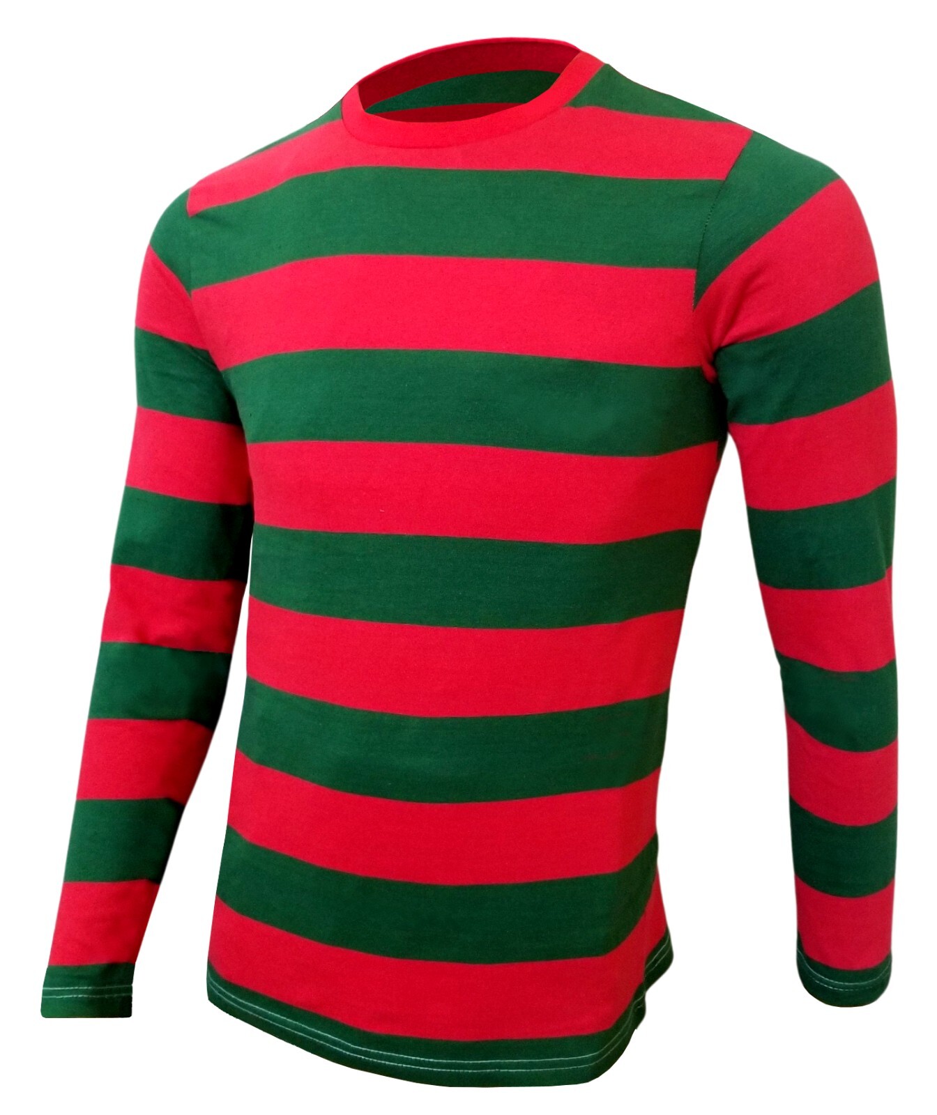 Mens Red & Green Nightmare on the Street Striped T-Shirt Costume Freddy Krueger