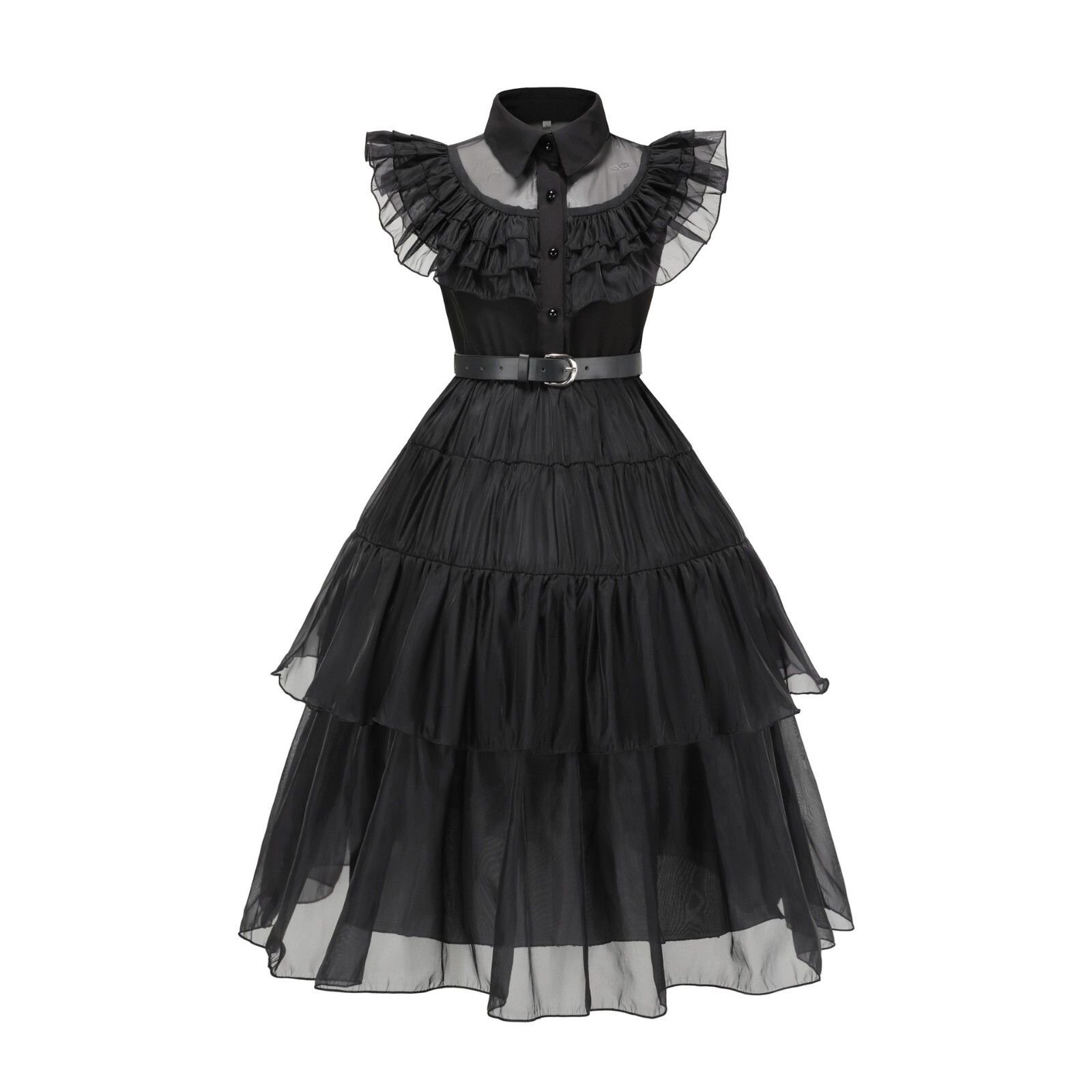 2025 Halloween Girl BLACK DRESS Wednesday Party Costume Fancy Dress 110-160