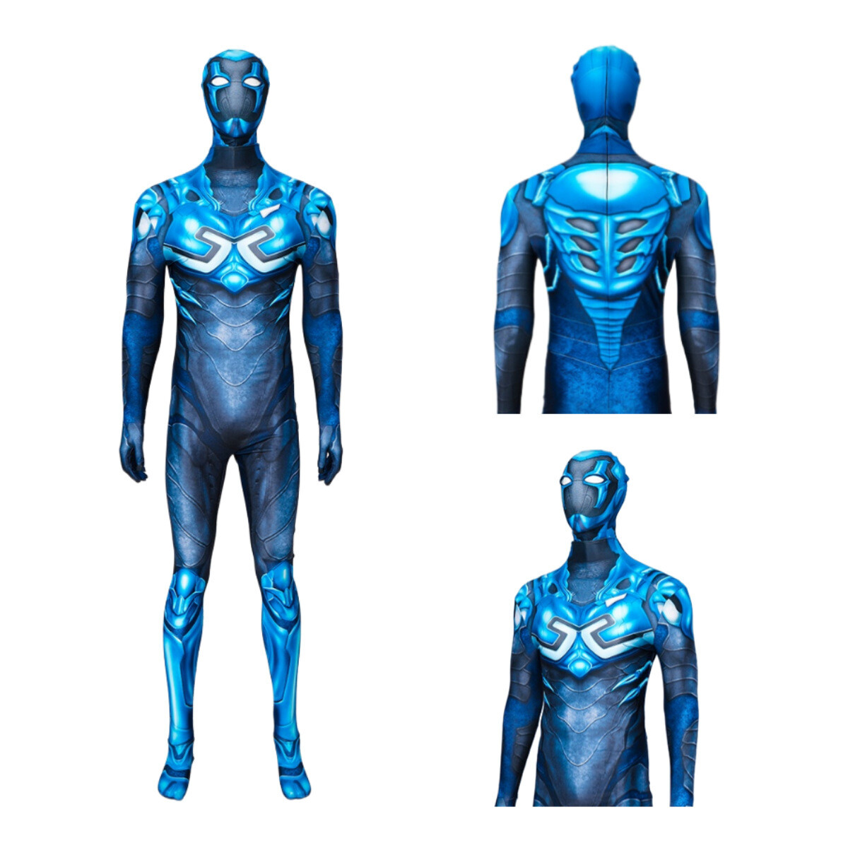 Superhero Blue Beetle Jumpsuit Cosplay Costume Bodysuit With Mask Halloween