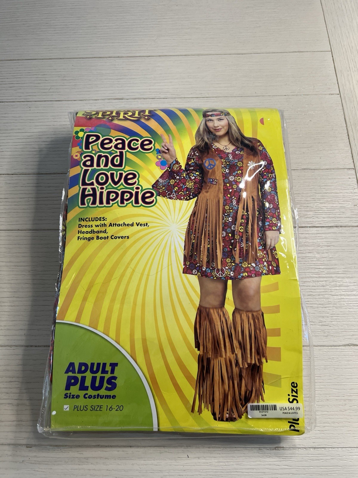 Spirit Halloween “peace And Love Hippie” Costume Plus Size 16 -20 No Headband