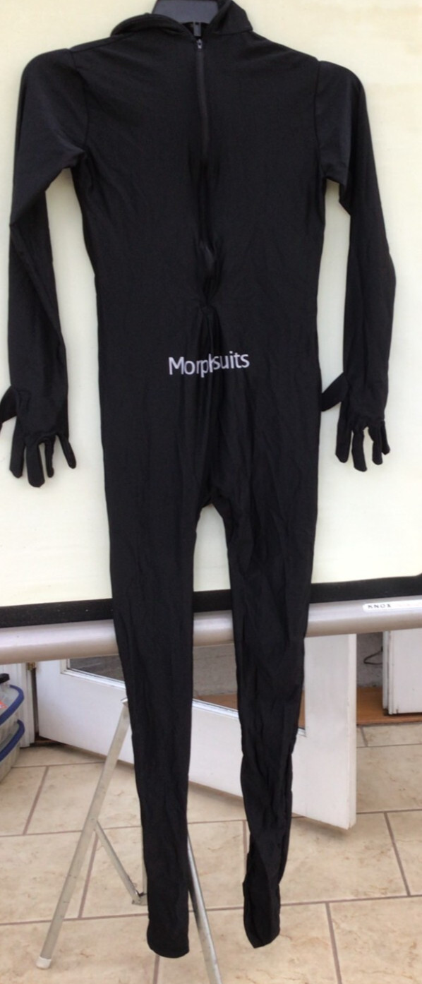BLACK MORPH SUIT Full Body Spandex Halloween Costume Size L Worn Once Excellent!