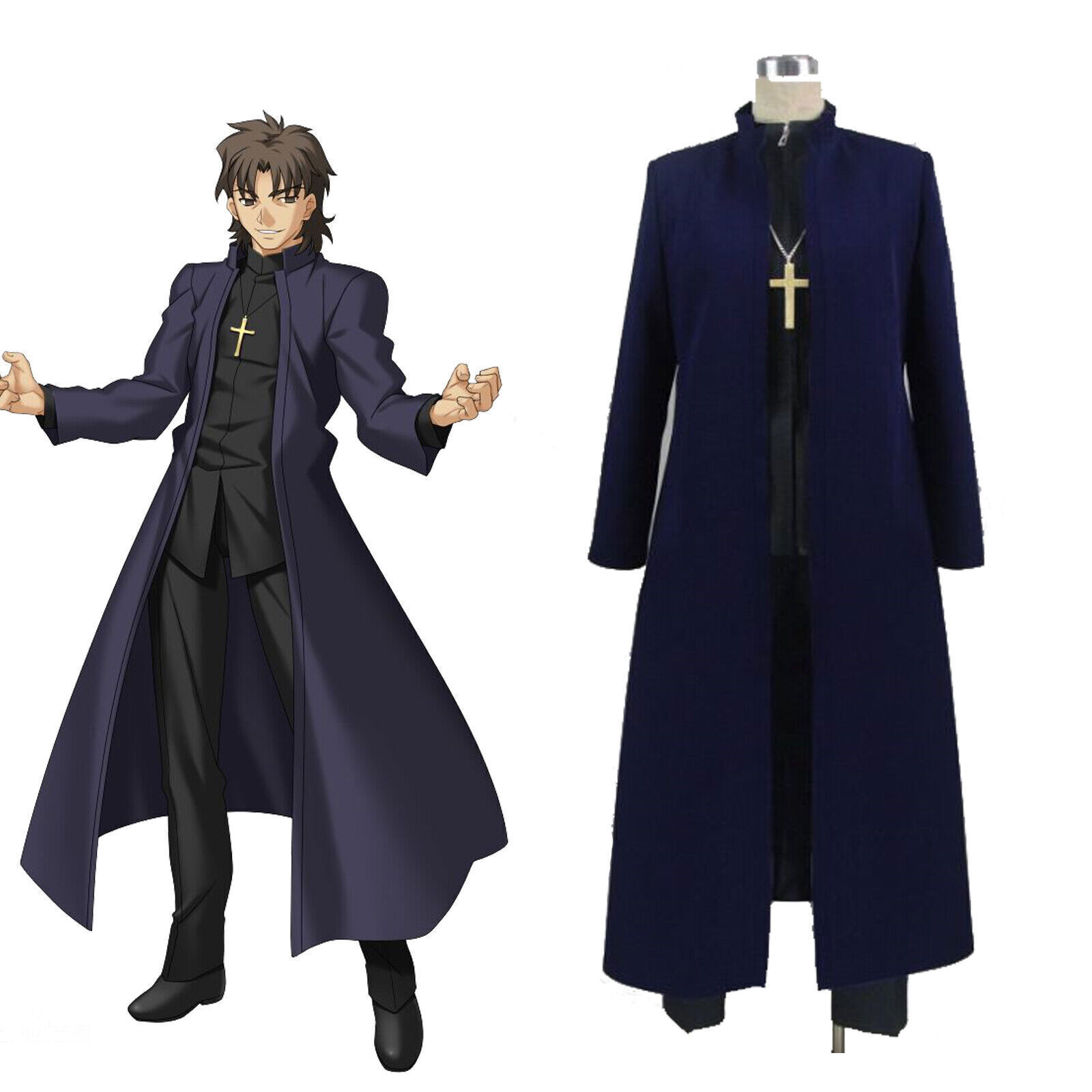 FGO Fate/Zero Kotomine Kirei Father Suit Cosplay Costume Full Set W/Necklace