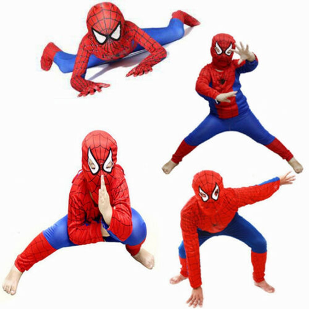 Kids SpiderMan Cosplay Costume Boys Tobey Maguire Outfit Jumpsuit Clothes 3-7Age