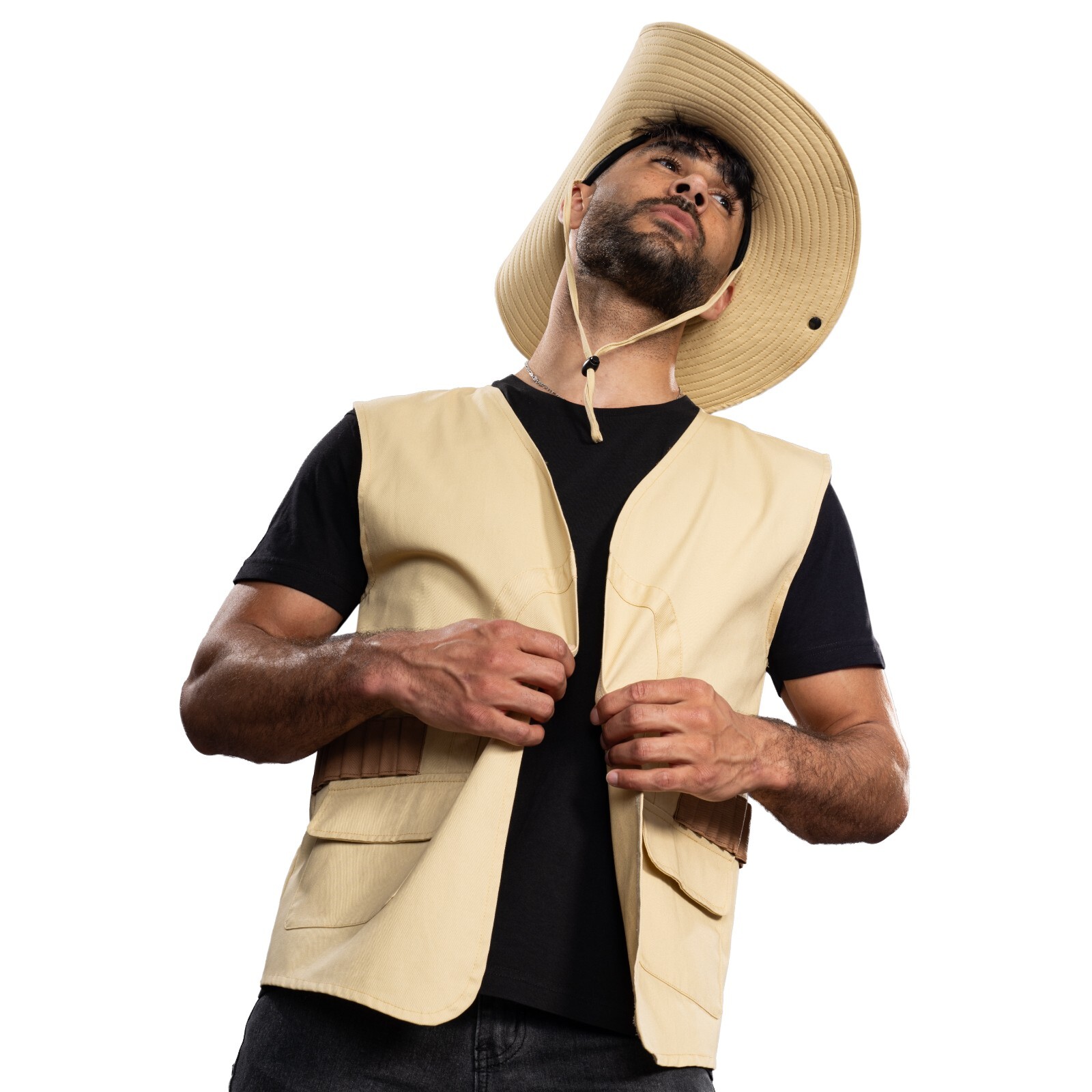 Jurassic Park Muldoon Character Halloween Cosplay Costume Hat & Vest