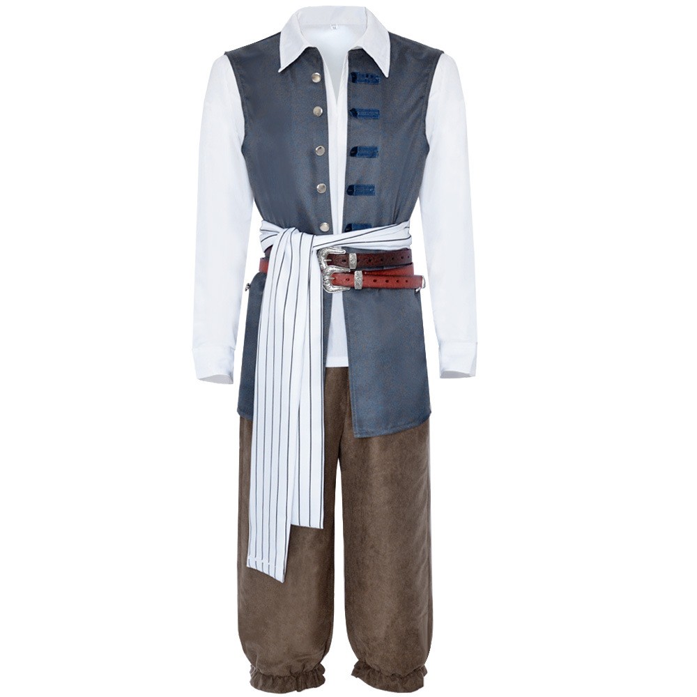 Pirates of the Caribbean Captain Jack Sparrow Cosplay Costume Adult Halloween